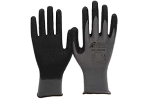 Nitras Nylotex 3520 Nylon-Latex Protective Work Gloves. All-Round Gloves – 12 Pairs, grey, 3520