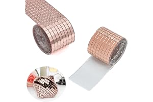 Bajiuxhfei 3200 Pièces Mini Carreaux Mosaïque Carrés Verre, Carrelage Miroir Mosaïque Carré, Autocollant Mosaique Verre, pour Salle de Bain, l'hôtel (Or Rose)