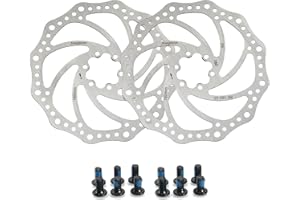Yongness Lot de 2 disques de frein à disque de vélo 140mm/160mm/180mm, 203mm,6 trous avec 12 vis disque de frein en acier inoxydable, compatible avec la plupart des freins à disque (Argent 160 mm)