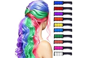 LERKELY Grzebień do farbowania włosów, 10 sztuk, zestaw kredek do włosów dla dzieci, dziewcząt, zmywalne farby do cosplay, Boże Narodzenie, Halloween, urodziny