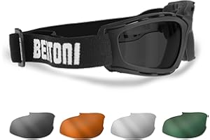 Bertoni Lunettes de Moto 4 Verres AntiBuée Interchangeables élastique Regable Mod. AF120B Noir