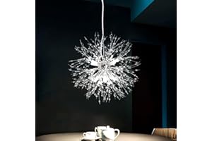 ‎VIKAEY Vikaey Modern Kronleuchter Kristall, Pendelleuchte Esstisch, Feuerwerk Sputnik Chandelier, Esstischlampe Hängend, Hängelampe Für Schlafzimmer Küche Wohnzimmer Esszimmer(8 Licht, Chrom)