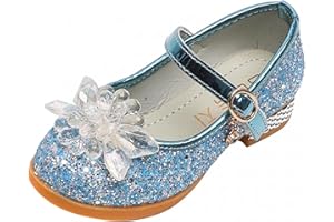 TMDD Kids Girls Princess Shoes Sparkly Cinderella Cosplay Party Bowknot Mary Jane Wedding Dress Bridesmaid Party Prom Slip on Buckle Shoes Low Heel Court Sandals