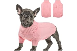 Queenmore Maglione Cane Taglia Grande Maglioncino Cane Bassotto Caldo Felpa Cane A Collo Alto Ritorto Vestiti Per Cani Gatti Maglione Elastico Per Bulldog Francese Barboncino Chihuahua, Rosa, L