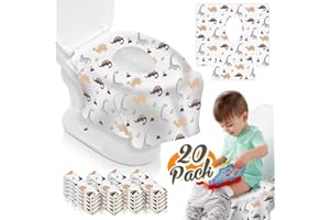TAOPE Housses de Siège de Toilette Jetables pour Les Tout-petits Taille XL, Siège Toilette Jetables Extra-larges pour l'apprentissage de la propreté (Blanc - Dinosaure 20 pièces)