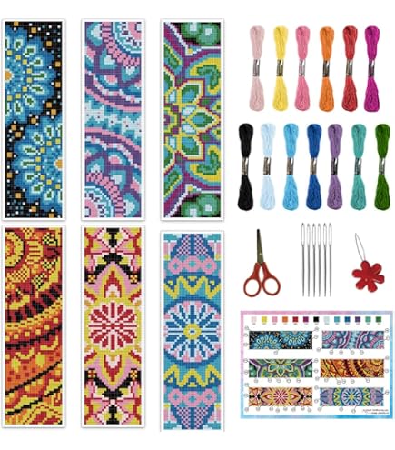 VERVACO Kreuzstich Lesezeichen Set - Katze Auf Bücherstapel DIY Stickpackung