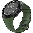MoKo Watch Strap Compatible with Suunto Core Smart Watch, Classic Replacement Soft TPU Wristband with Metal Clasp and Black Buckle, Fits 5.51"-9.06" (140mm-230mm) Wrist, Army Green