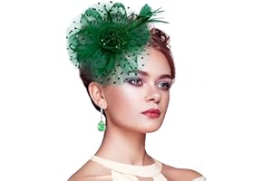Silom Fascinators Hat for Women, Cocktail Tea Party Headwear Flower Mesh Feather Fascinator Girls Flower Hair Clip Fascinators Hat Bridal Headpiece Wedding Church Hats