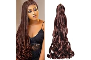 DT CHERYL Trecce Ricce Francesi All'Uncinetto 8 Pack Di Capelli Ricci Pre-Tesi Per Trecce A Scatola, 24 Inch Dea Box Trecce Uncinetto Capelli Pre Looped Box Trecce Di Capelli Sintetici (60.9 cm, 33#)