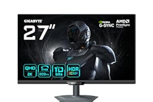GIGABYTE G27Q2 Moniteur de Jeu 27” 2K QHD - 2560 x 1440, 200Hz, 1ms, 350 CD/m², Compatible G-Sync, FreeSync Premium, HDR10, HDMI 2.0, DisplayPort 1.4