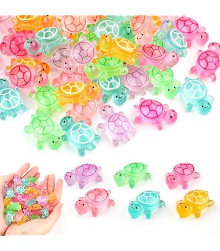 60 Leuchtende Schildkröten Figuren - Harz Miniaturen Für Deko & Aquarium