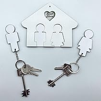 Portachiavi Coppia A Forma Di Casa In Legno - Idea Regalo Per Lui E Lei - Foto 12