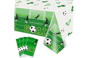 Hegbolke Confezione da 4 tovaglie riutilizzabili, a tema calcio, decorazioni per feste di compleanno 220 x 130 cm