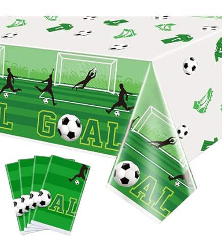 Tovaglia Plastificata A Tema Calcio - 213x137 Cm, Bianco E Nero, Per Feste E Compleanni - Foto 8
