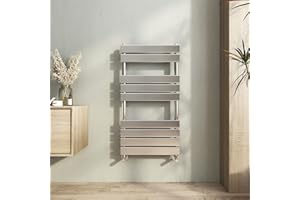 Heilmetz Chrome Towel Rail Radiator, 950 x 500mm Heated Towel Rail for Bathroom, Flat Panel Bathroom Ladder Towel Radiator Towel Warmer Modern Central Heating Radiators for Bathroom