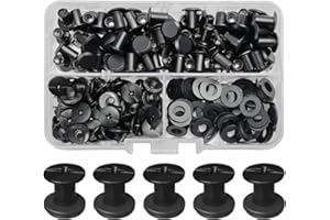 SHSMPXOY 80 Kits Vis Chicago Screws,M5*8mm Vis de Livre,Rivet a Visser de remplacement en métal pour sacs, livres, colliers, sacs à dos, laisses de chien, laisses (Noir Mat)