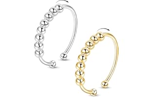 Merclix 2 Stücke Anxiety Ring Silber 925 Verstellbar Anti Stress Geschenke für Frauen zum Geburtstag Fidget Ring Anti Stress Ring Spinner Ring Geschenk Freundin Geburtstag Mutmacher Geschenk Frau