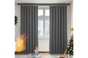 ‎DECONOVO Deconovo Verdunkelungsgardinen Schlaufenschal Thermo Gardinen, 200x140 cm(HöhexBreite), Dunkelgrau, 2er Set