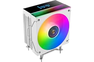 Mars Gaming MCPU-LCD, Dissipatore CPU 300W TDP, 6x Heatpipes HCT, Ventola 120mm, Schermo LCD, ARGB Dual Zone Infinity Mirror, Nucleo di Rame Iperbilanciato, Compatibilità Intel e AMD, Bianco