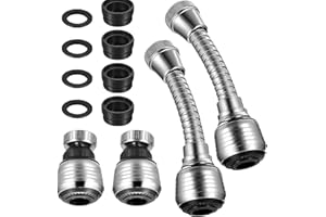 XCNPER Kitchen Tap Adapter Set, 4 Pcs Kitchen Tap Extension with Faucet Extender, Durable and Flexible Design, Tap Attachment Sink Kitchen for Enhanced Functionality, Suitable for Kitchen and Basin Use