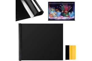 ZMDMAH Fond D'aquarium Noir, 40 x 200 cm Fond D'aquarium Statique, Fond D'aquarium Adhésif Statique Noir Générique Décorations de Papier Peint D'aquarium Fond Noir pour Aquarium Film Arrière