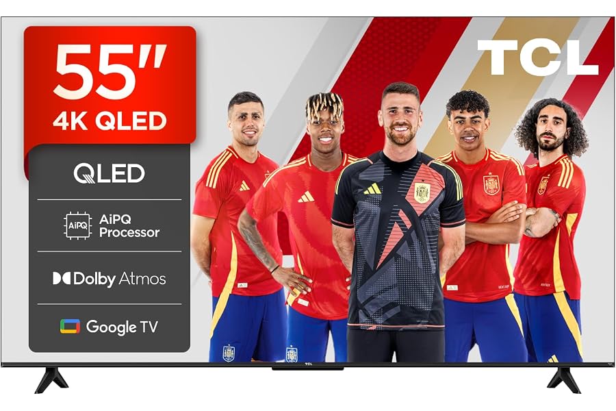 TCL 55T69C Televisor 55 Pulgadas QLED 4K Smart TV, Game Master 120Hz, Dolby Vision y Atmos, VRR y ALLM, HDMI 2.1, Google TV, 