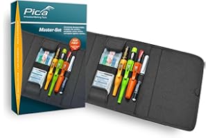 Pica 55020 Master-Set Installateur I Profi Markier-Set 7-tlg. I inkl. Dry Tieflochmarker, Ink black, Classic Instant-white, Visor permanent, Ersatzminen 2B 4030, farbig 4040 I präzises Markieren