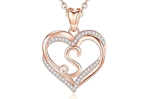 INFUSEU Heart Pendant Necklace Letter A-Z Alphabet Capital Jewelry Double Heart Initial Necklaces Cubic Zirconia CZ for Women Romantic Gifts, 20 Inch Chain