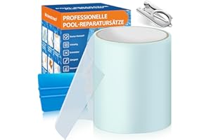 AQhui Parches Piscina, Cinta Adhesiva para Piscinas 10cm x 250cm, PVC Flex Tape, Parche Reparación para Lona de Piscina, Kit de Reparación Liner con Bajo Agua, para Piscinas y Castillos Inflables
