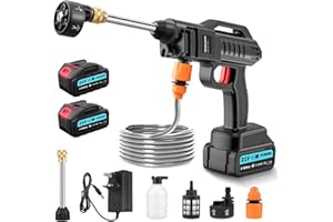 wowspeed 21V Pressure Washer with 6-in-1 Nozzle, Handheld Cordless Pressure Washers with 2 Batteries & Charger, 16.5ft Hose, Water Filter, Spray Bottle, Fast Charging and Cleaning for Car Garden