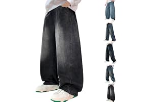 Baggy jeans pojkar, lös passform, elastisk midja, denim, byxor, cargobyxor, vida ben, vintage, jeansbyxor, tonåring, pojkar