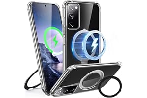 Tawarror Magnetyczne etui do Samsung Galaxy S20 FE, kompatybilne z Magsafe, przezroczyste silikonowe etui do Samsung S20 FE ze stojakiem, twardym PC Zderzakiem TPU Odporny na wstrząsy Odporny na