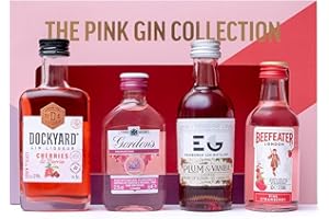 BEAMS INTERNATIONAL Pink Gin Gift Set - Gin Gifts for Women, 4x5cl Beefeater Pink Strawberry, Gordons, Edinburgh Plum & Vanilla, Dockyard Cherries & Berries Flavoured Liqueur, Womens Alcohol Gifts, Birthday, Christmas