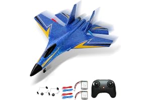 Uniiking® Remote Control Airplane for Kids, 2 Channels Foam Rc Planes Wireless Toy, Cool Light,Hobby Rc Glider Aircraft Gifts for Beginners Teen Boys Girls Adult (Blue+2PCS Battery)