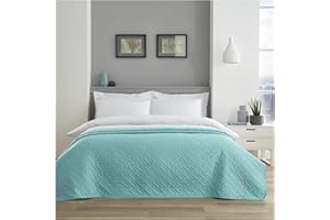 GC GAVENO CAVAILIA Pinsonic Quilted Bedspread Comforter, Lightweight Bed Spreads & Throws, Large Sofa Bed Covers, Duck Egg, 150X200 Cm
