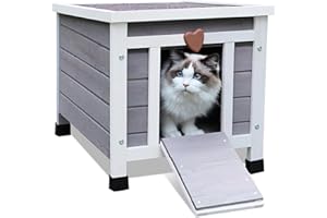 HICAPTAIN Cuccia gatto esterno, casetta per gatti, cappellone per conigli aumentabile resistente alla casette in legno per piccoli animali e habitat.