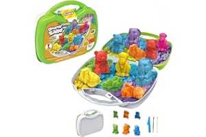 HYGGE LUXE Maletín de actividades y arena mágica con Moldes de Animales – Arena Cinética – Maletín Portátil con Herramientas y Figuras 3D – Juguete Sensorial Educativo para niños y niñas de 3 4 5 6 7 8 años