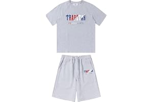 BYIYGSL Tuta Sportiva Da Uomo T-shirt Trapstar in 2 Pezzi Tuta Da Jogging Trapstar Cotone T-shirt e Pantaloncini Casual Sweatsuit Set,Unisex