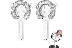 Aweisile Barsieb Cocktail 2 Stück Cocktail Strainer Edelstahl Cocktail Sieb Stainless Steel Cocktail Strainer Edelstahl Barsieb Cocktail Sieb Cocktailsieb Bar Strainer für Bar Club Party (Silber)