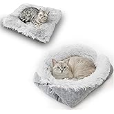 Solinorex Cuccia per Gatti Interno 2 in 1 Morbido Cuscino per Gatti - Cuccetta per Gatto Lavabile, 60 x 50 cm Letto Gatto丨 Cu