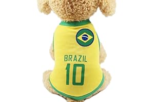 GabeFish Hunde-T-Shirt für die Weltmeisterschaft für Haustiere, Fußball-Trikot, für den Sommer, coole Kleidung, Brasilien, Größe L