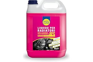 HAPPYCAR Happy Car - Liquido Radiatore Rosso -20°C/+121°C, Anticongelante e Antiebollizione, Per Motori in Lega di Alluminio, Pronto all’Uso, 5L