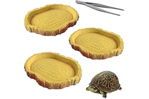 YFPOPONE 3 miski na wodę do terrarium, akcesoria do terrarium, 11 x 8 x 1 cm, miska na wodę, terrarium w stylu kory, miska na wodę i miska na karmę, żółwie lądowe, akcesoria do wody pitnej