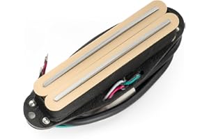 Musiclily Pro ST-DPLA Alnico 5 Rail Blade Humbucker Tonabnehmer Single Coil Format 6,2K für Strat Style E-Gitarre, Creme Korpus Chrom Rail