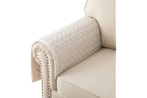 Eismodra Housse d'accoudoir,Housse Canapé 3 Places avec Accoudoirs,Couverture Canapé d'angle en L Antidérapant en Velours Lavable pour Chien Chat Enfant,Blanc 70x70 cm (Seulement 1 Pièce)