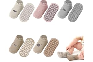 angelikashalala 5 Paar Stoppersocken Baby, Rutschfeste Socken für Baby Anti Rutsch Babysocken with Cartoon Tiermotive Kleinkind Socken Baby für Baby Mädchen Jungen Kinder(1-3 Jahre)