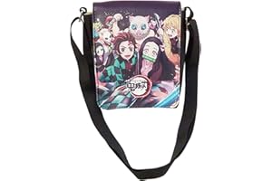 wopin ZHULIA Demon Slayer - Sac à bandoulière d’anime, sac à bandoulière pour téléphone portable, pochette unisexe pour téléphone portable avec bandoulière réglable.