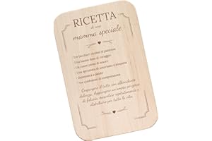 Casa Vivente Tagliere in Legno d’Acero con Incisione Ricetta di una Mamma Speciale, Accessori Cucina, Decorazione da Parete, Idee Regalo Originali Festa della Mamma