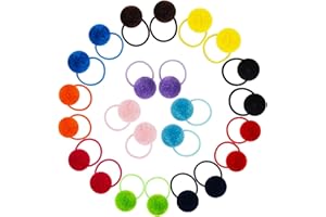 Nenjindz 24 Pezzi 2.5cm Elastici Capelli Bambina Pom Pom Ragazze Coda di Cavallo Accessori Multicolori per Rientro a Scuola Halloween Natale Compleanno Festa