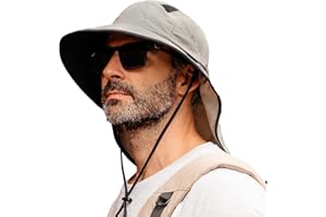 TOP-EX Chapeau de soleil unisexe à large bord pour homme avec protection de la nuque, porte-lunettes de soleil, chapeau d'été pour safari, chapeau d'été imperméable et pliable